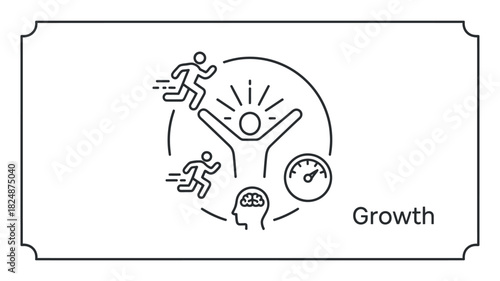 Conceptual illustration represents personal growth and progress through a dynamic journey of self-improvement.