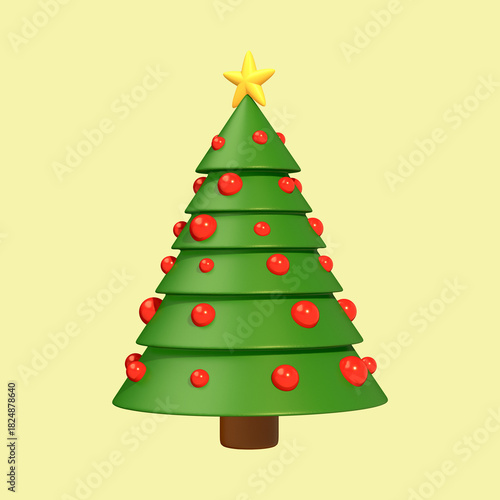 3D Christmas Tree with Ornaments
