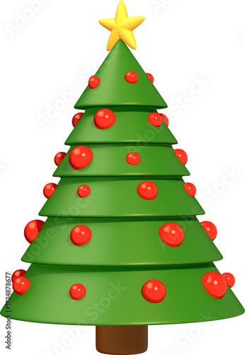 3D Christmas Tree with Ornaments