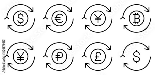 currency exchange money icon set