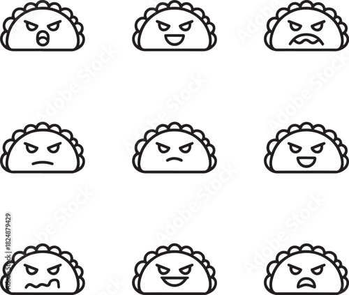 cartoon taco expressing various emotions Nine
