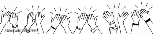 doodle hand applause icon set