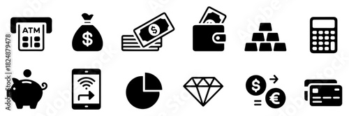 finance business icon set collection