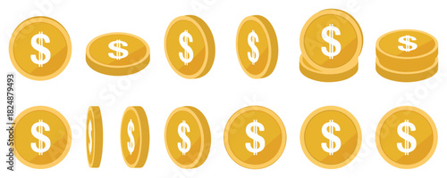 golden coin icon set