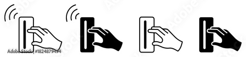 contactless payment hand icon set