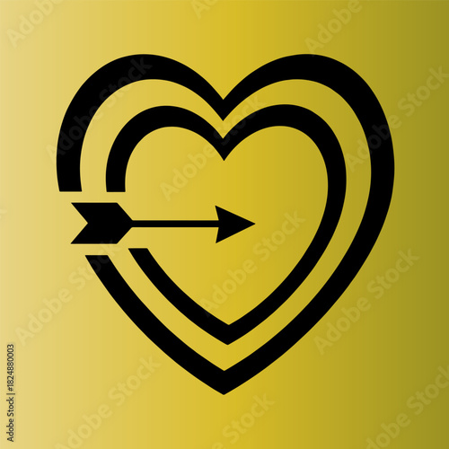 Heart pierced by arrow icon: love, romance, relationship symbol