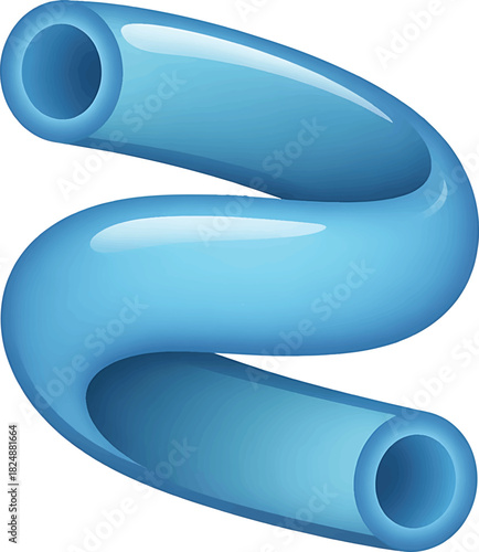 Curving blue s shaped plastic pipe section
