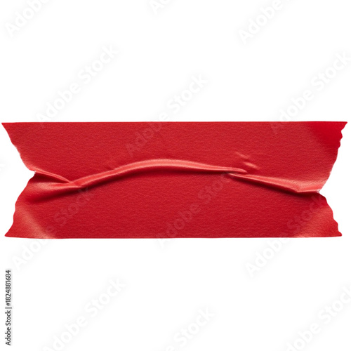 Red Alert Vivid Red Tape Patch Adhesive Solution on Black Background Masking Repair Isolate on transparent background