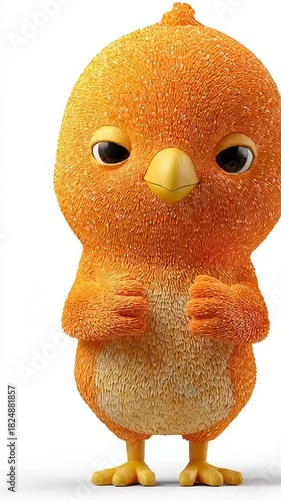 Cute Orange Cartoon Bird Character Poses and Expressions.