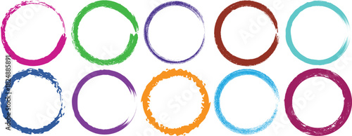 Colorful grunge oval frames arranged on white background for graphic design projects