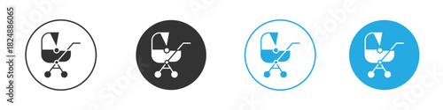 Baby carriage icons logo vector EPS 10, flat vector illustrations