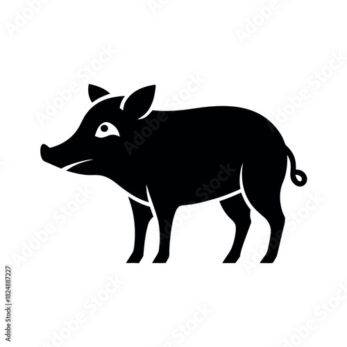Peccary Black Silhouette Vector Illustration
