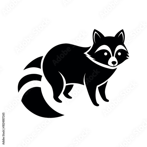 Raccoon North America Black Silhouette Vector Illustration