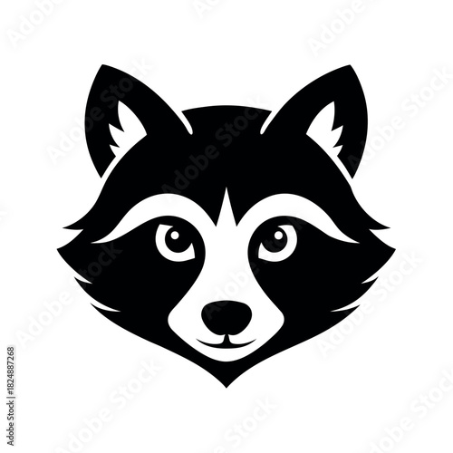 Raccoon Head North America Black Silhouette Vector Illustration
