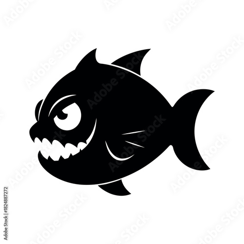 Piranha Black Silhouette Vector Illustration