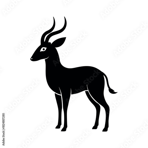 Sitatunga Black Silhouette Vector Illustration