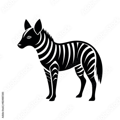 Striped Hyena Black Silhouette Vector Illustration