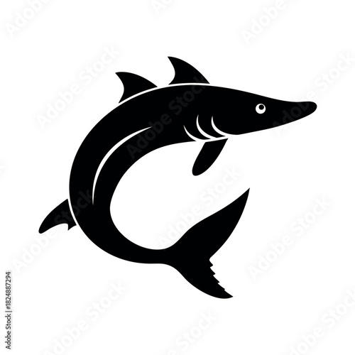 Sturgeon Black Silhouette Vector Illustration