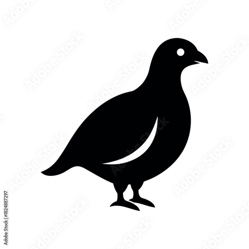 Snow Partridge Black Silhouette Vector Illustration