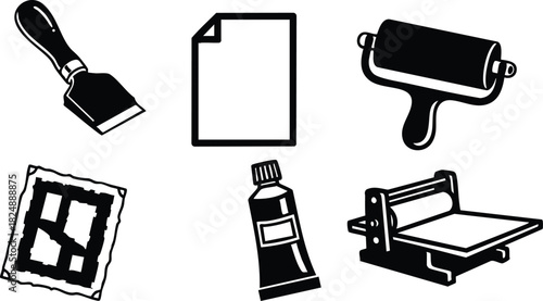 Printing tools and equipment vector illustration