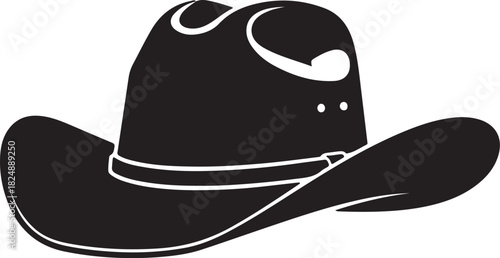 Minimalist black silhouette of a classic cowboy hat on a clean white background