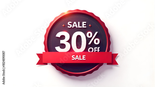 Red Sale Tag Sticker on Transparent Background