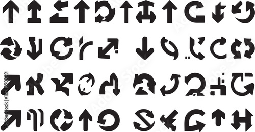 Diverse Arrow Icon Set Up Down Left Right Circular and Abstract Arrow Shapes direction up arrow