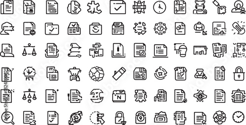 Comprehensive Business and Document Icon Set Contracts Reports Security Time Management and Teamwork Symbols