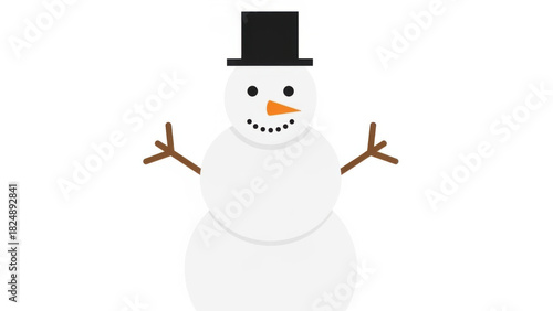 Cartoon Snowman with hat with isolated on white background.