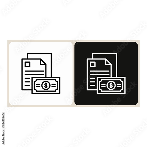 Finance  icon in simple outline style, shown in black on white and white on dark.