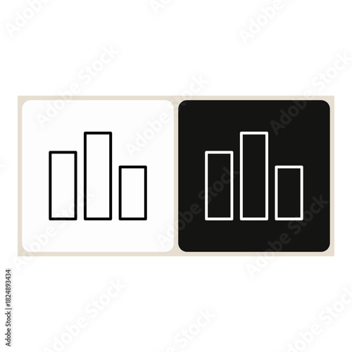 Graph  icon in simple outline style, shown in black on white and white on dark.