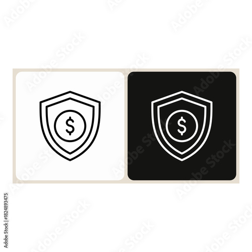 Insurance  icon in simple outline style, shown in black on white and white on dark.