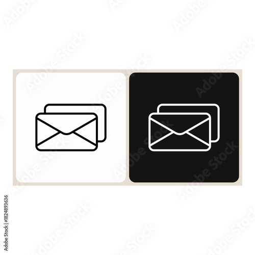 Mail  icon in simple outline style, shown in black on white and white on dark.