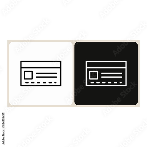 Credit Card  icon in simple outline style, shown in black on white and white on dark.