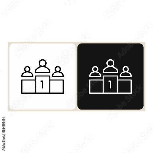 Competition  icon in simple outline style, shown in black on white and white on dark.