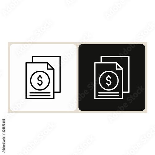 Report  icon in simple outline style, shown in black on white and white on dark.