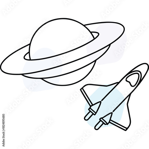 Planet and Space Shuttle Icon