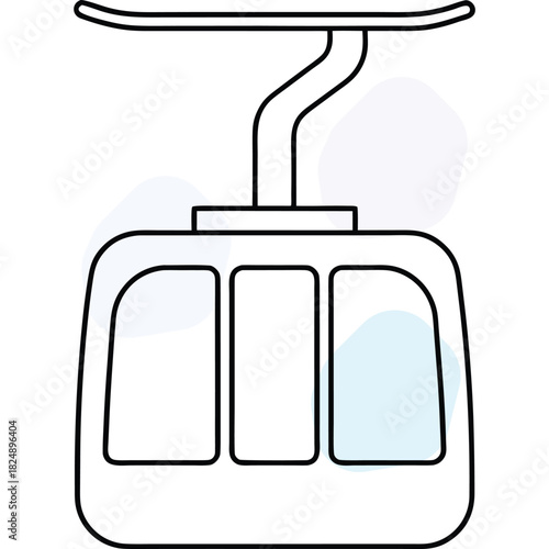 Cable Car Simple Line Icon Art