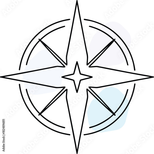 Simple Compass Rose Line Art Icon