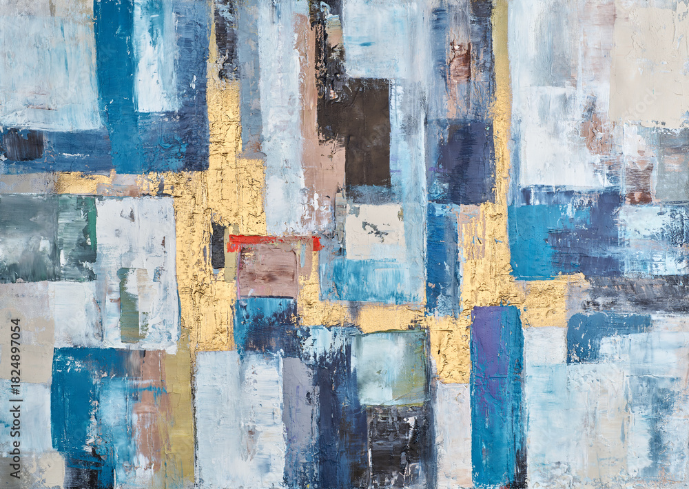 Naklejka premium Bold and expressive abstract art with contrasting colors and striking lines, perfect for modern and vibrant interiors