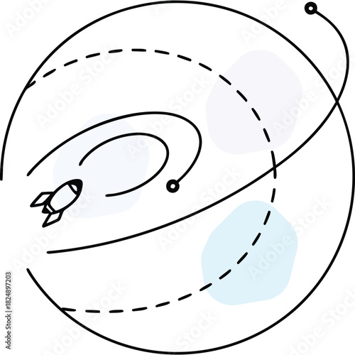 Simple rocket in orbit around world