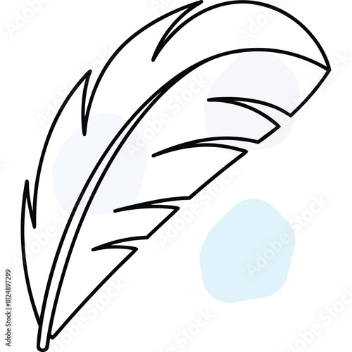 Elegant Minimalist Feather Lineart Drawing Featuring Organic Natural Form