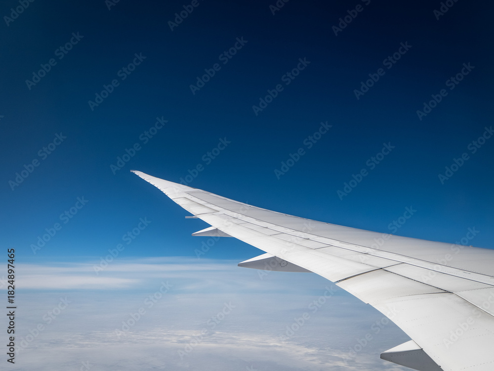 Fototapeta premium Dreamliner Window View of Antarctica’s Snowy Peaks, Glaciers, and Vast Ice Fields