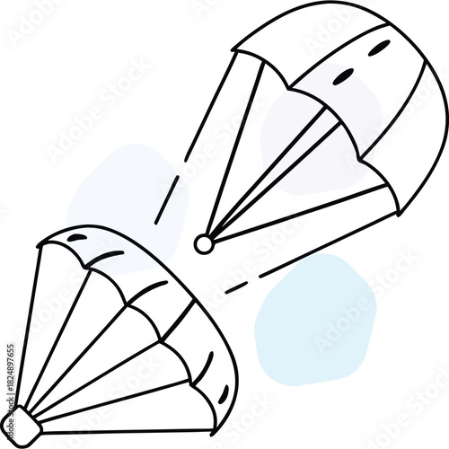 Dynamic Parachute Jumps Line Art Illustration for Extreme Adventure