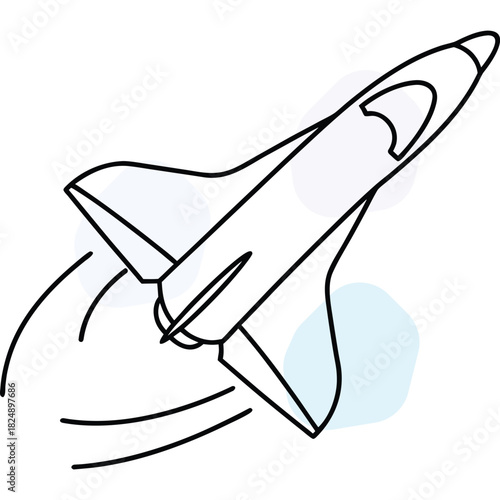 Minimalist Rocket Shuttle Icon Representing Startup Launch and Exploration