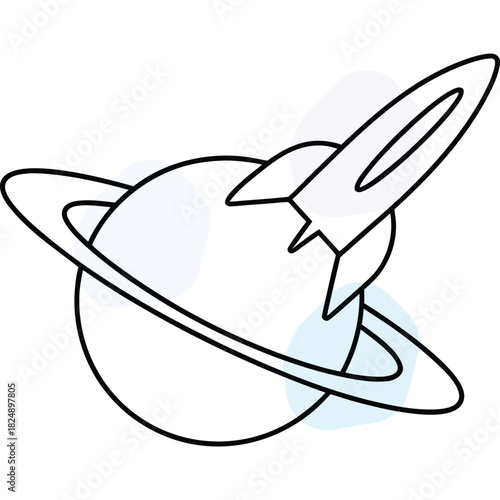 Rocket and Planet in Space: A Universe Exploration Journey