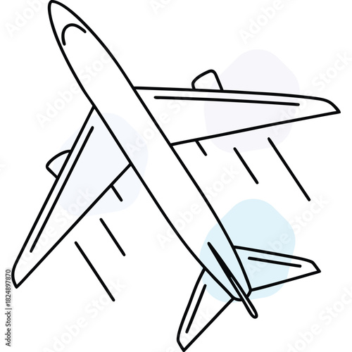 Modern Outline Airplane Flying Icon Illustrates Global Jet Travel