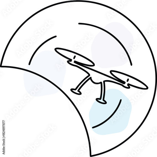 Abstract Line Art Drone Quadcopter Flying Symbol for Digital Innovation