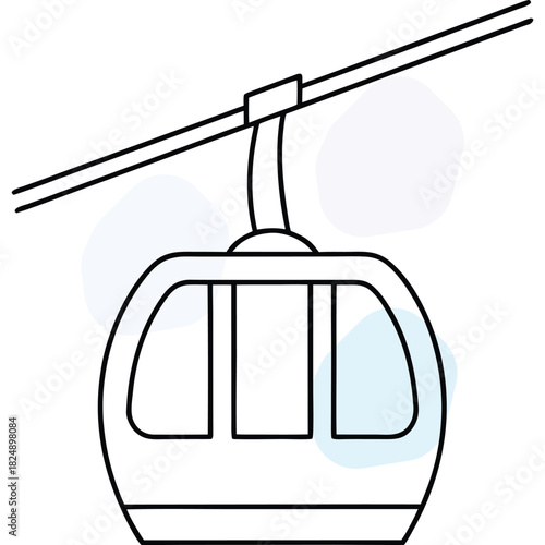 Abstract Lineart Gondola Icon for Mountain Transport and Winter Travel