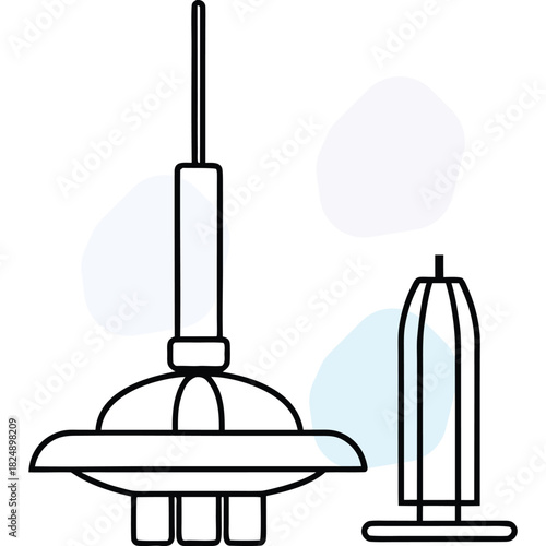 Modern Lightning Rod and Antenna Vector Icon for Building Protection